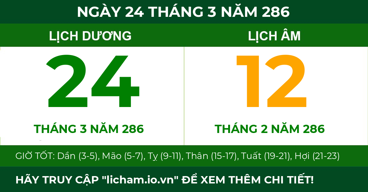 lịch âm ngày 24 tháng 3 năm 286
