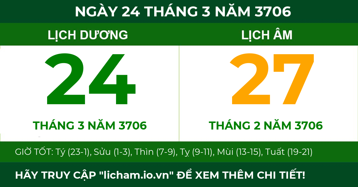 lịch âm ngày 24 tháng 3 năm 3706