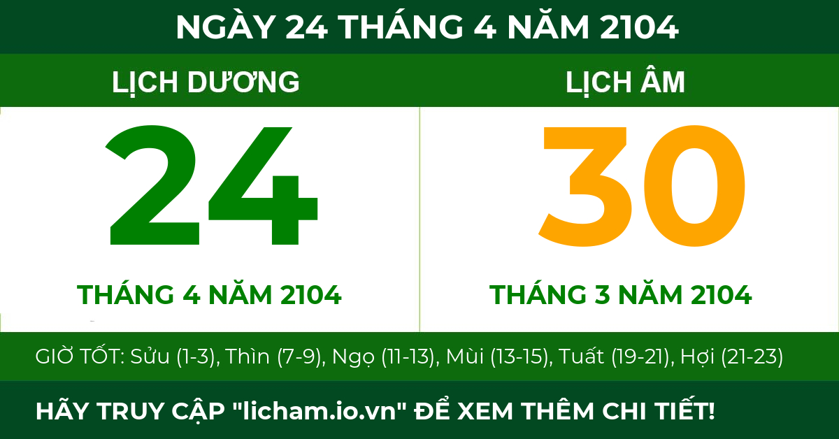 lịch âm ngày 24 tháng 4 năm 2104