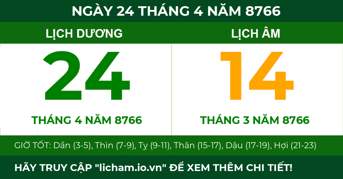 lịch âm ngày 24 tháng 4 năm 8766