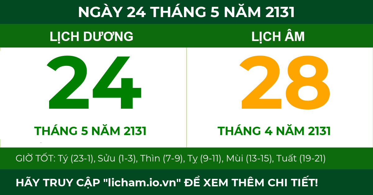 lịch âm ngày 24 tháng 5 năm 2131