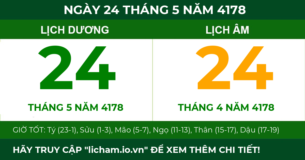 lịch âm ngày 24 tháng 5 năm 4178