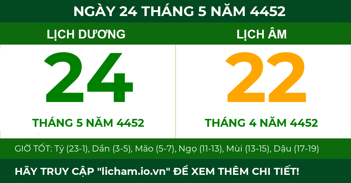 lịch âm ngày 24 tháng 5 năm 4452