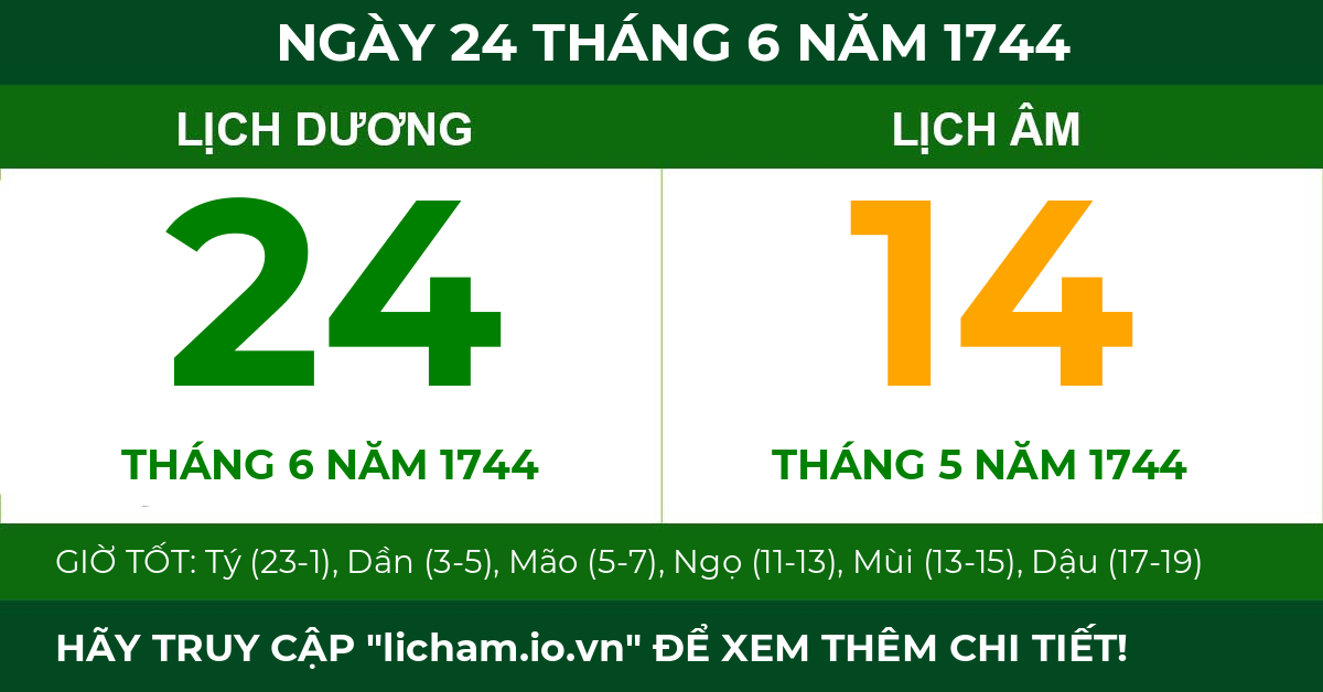 lịch âm ngày 24 tháng 6 năm 1744
