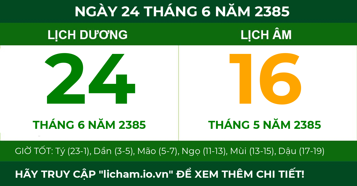 lịch âm ngày 24 tháng 6 năm 2385