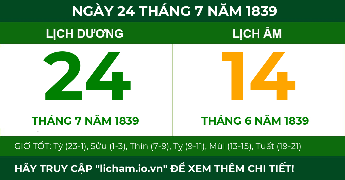 lịch âm ngày 24 tháng 7 năm 1839