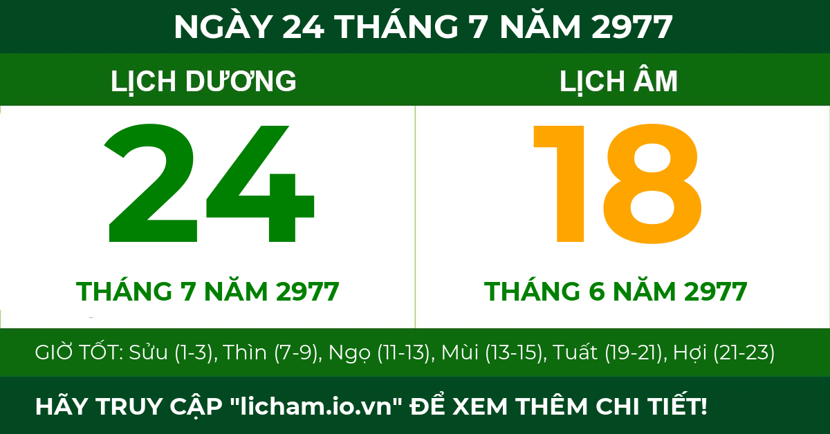 lịch âm ngày 24 tháng 7 năm 2977