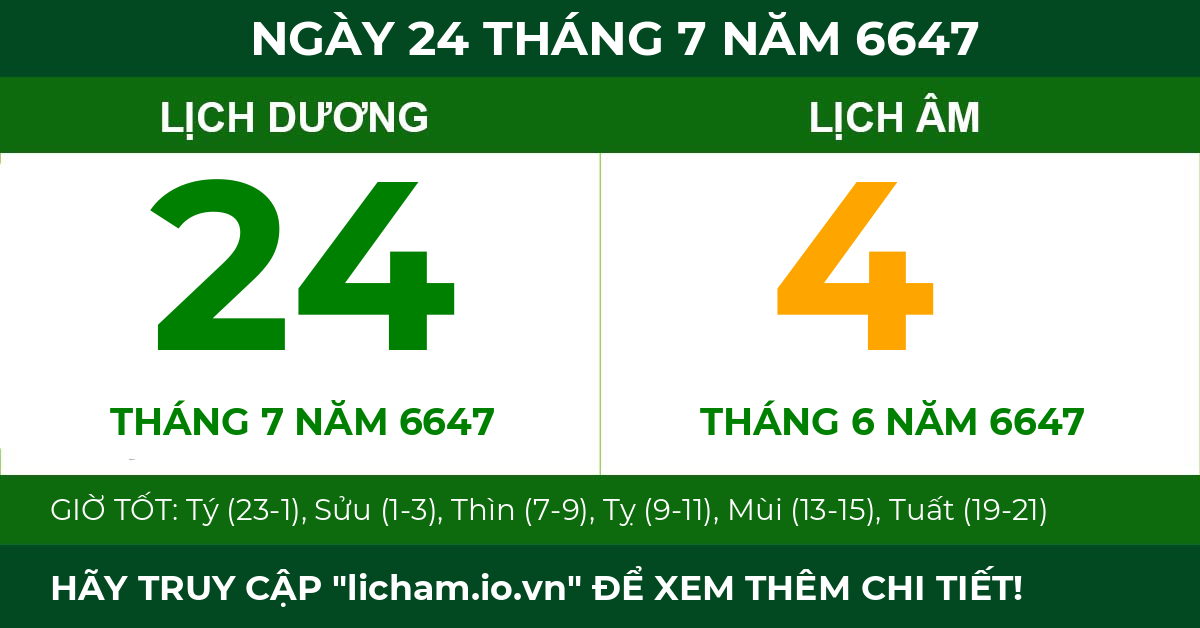 lịch âm ngày 24 tháng 7 năm 6647