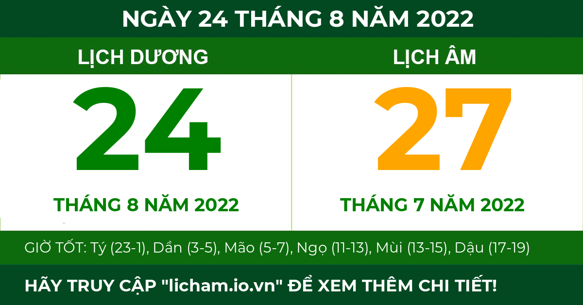 lịch âm ngày 24 tháng 8 năm 2022