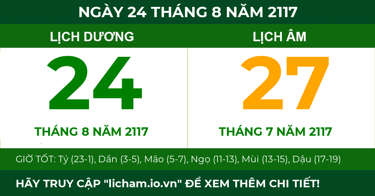 lịch âm ngày 24 tháng 8 năm 2117