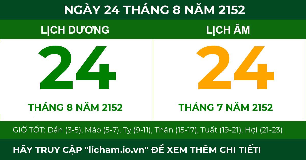 lịch âm ngày 24 tháng 8 năm 2152