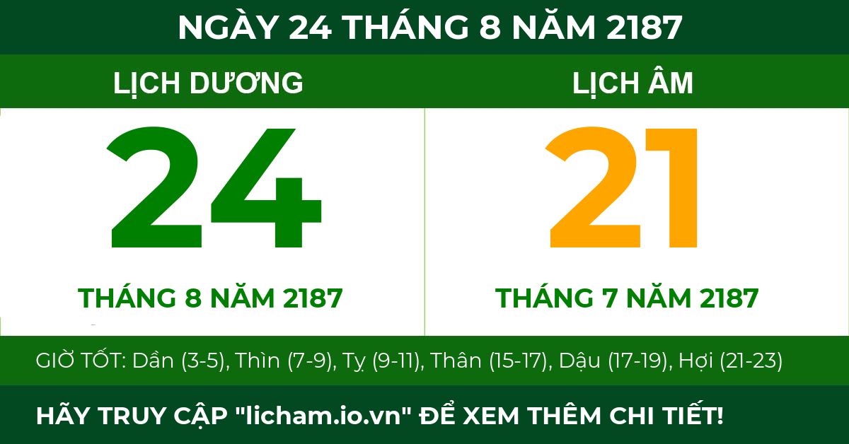 lịch âm ngày 24 tháng 8 năm 2187