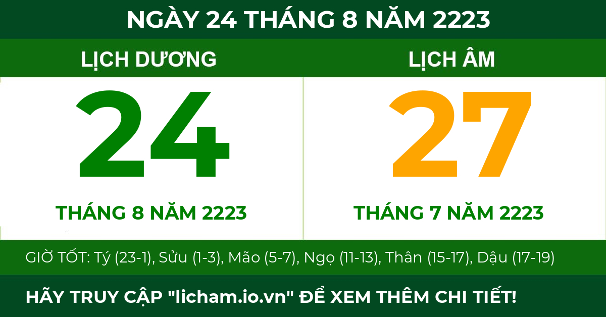 lịch âm ngày 24 tháng 8 năm 2223