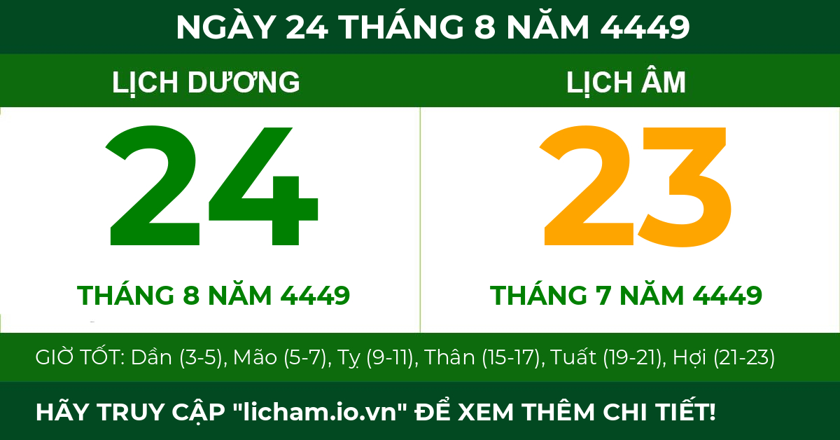 lịch âm ngày 24 tháng 8 năm 4449