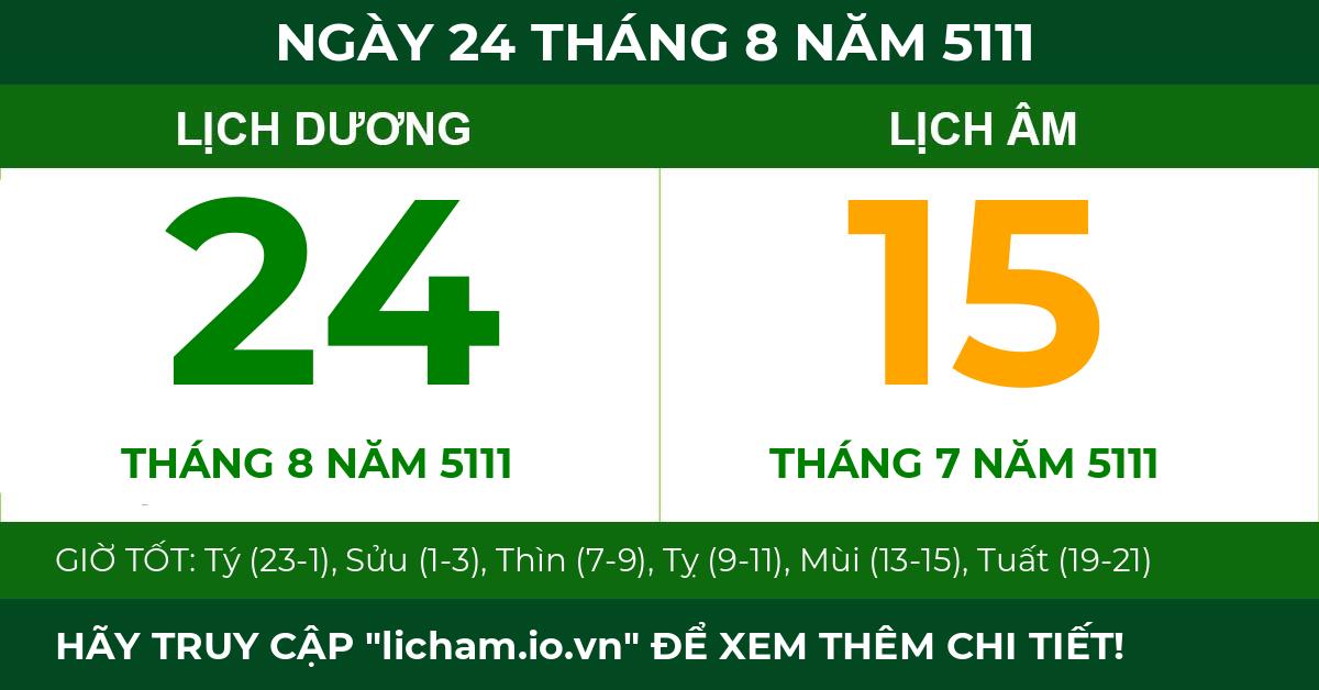 lịch âm ngày 24 tháng 8 năm 5111