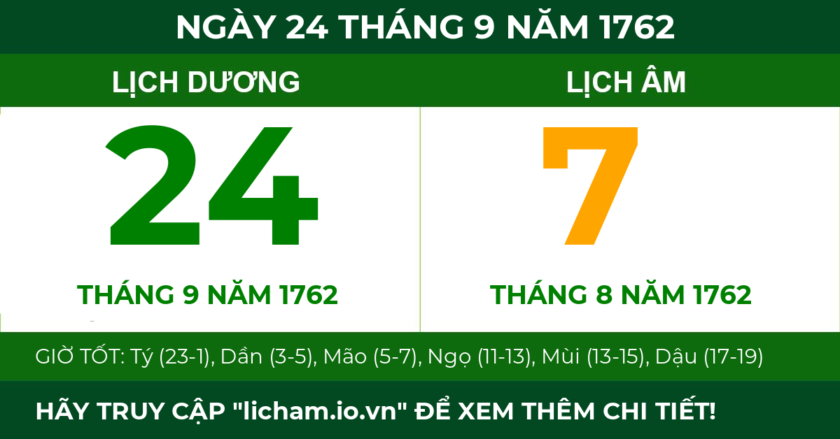 lịch âm ngày 24 tháng 9 năm 1762