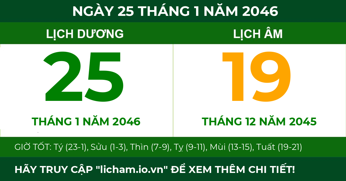 lịch âm ngày 25 tháng 1 năm 2046