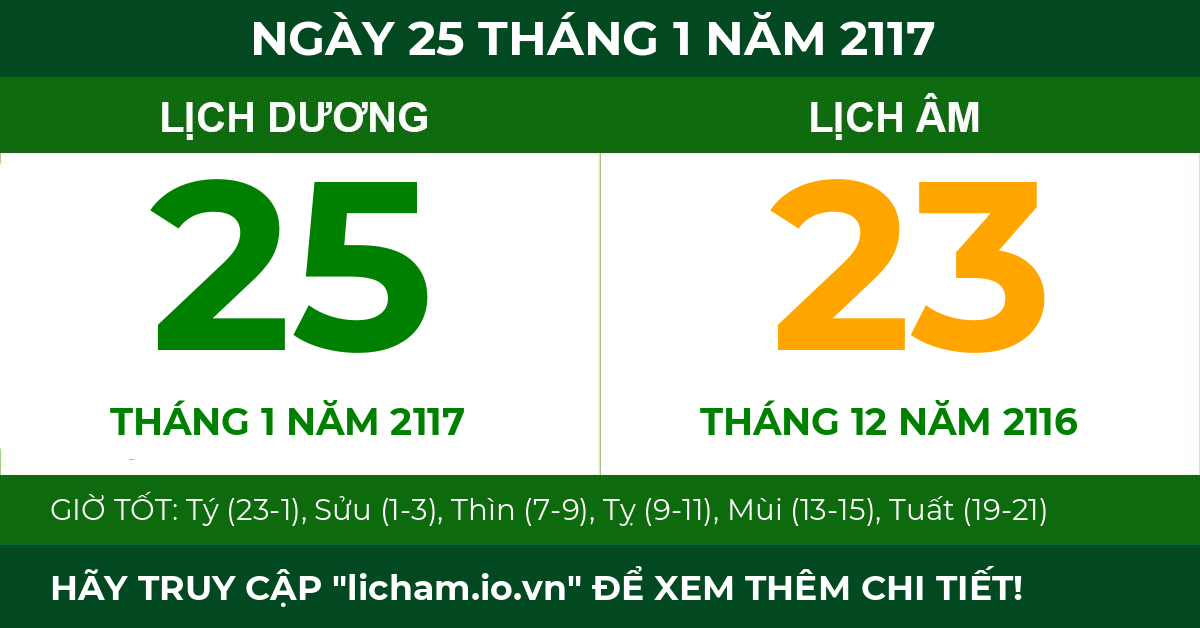 lịch âm ngày 25 tháng 1 năm 2117