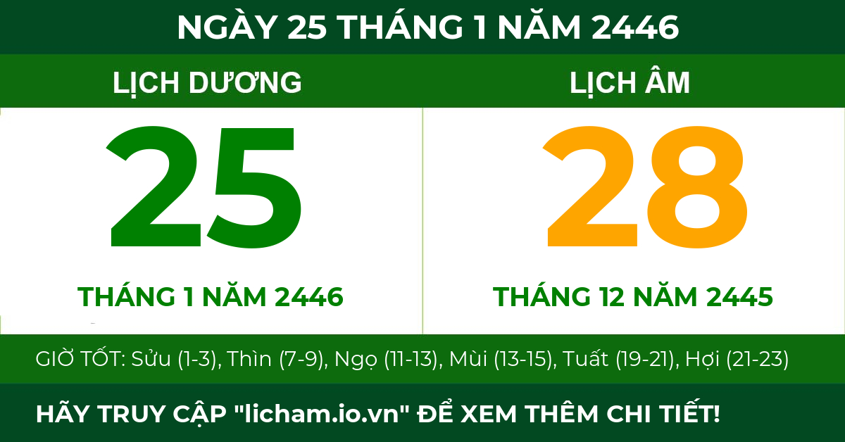 lịch âm ngày 25 tháng 1 năm 2446