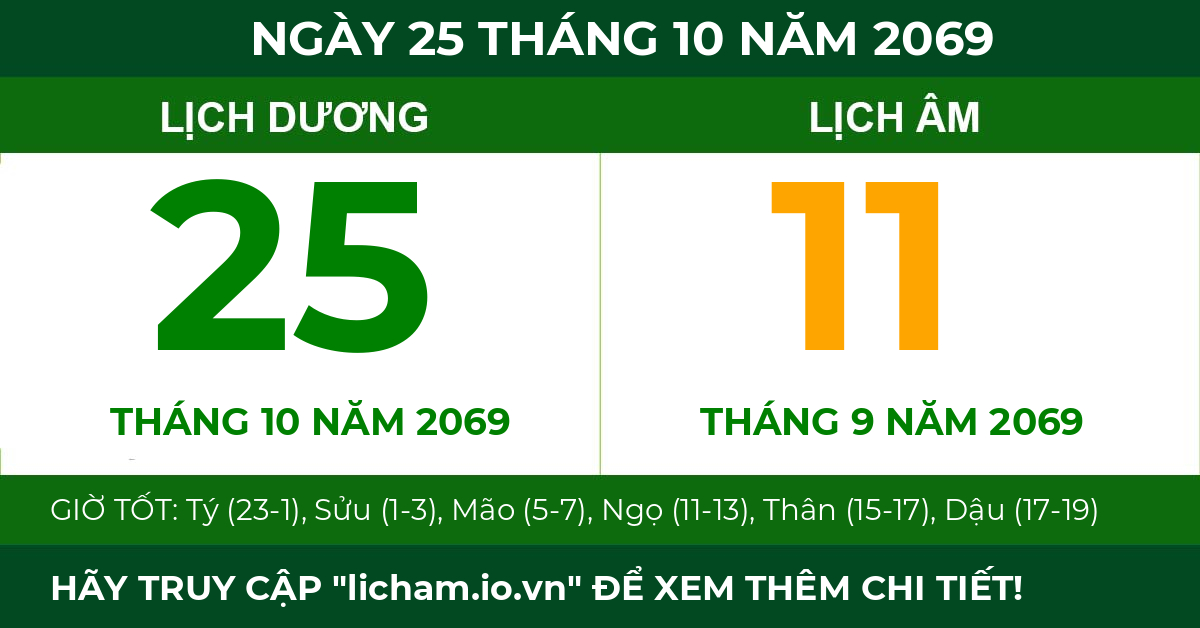 lịch âm ngày 25 tháng 10 năm 2069