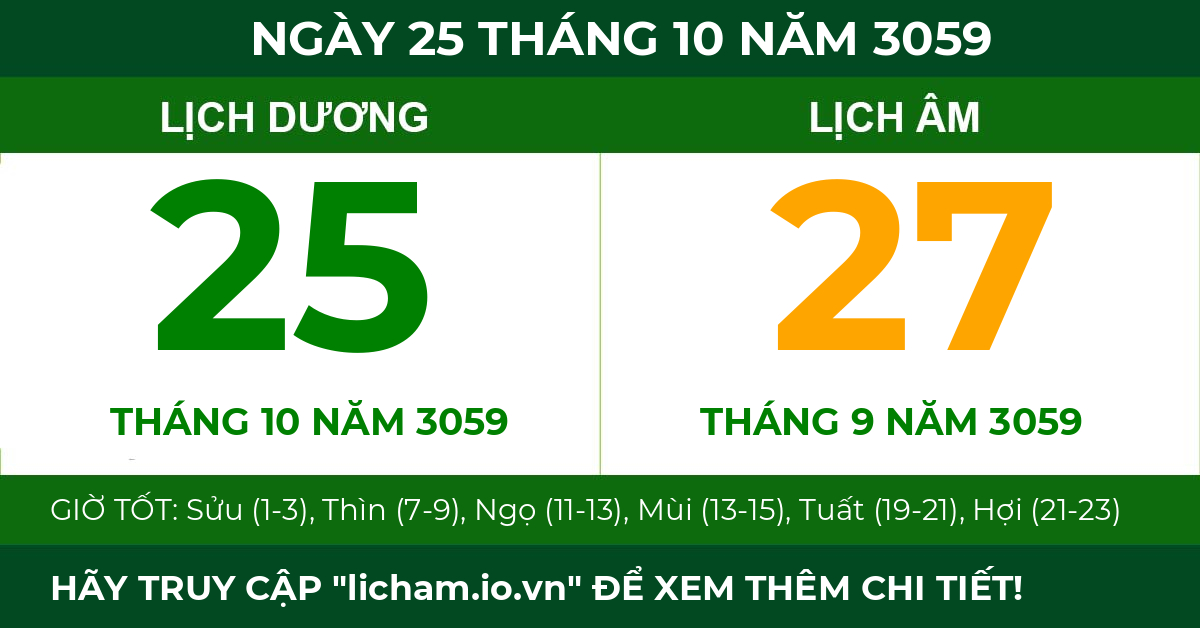 lịch âm ngày 25 tháng 10 năm 3059