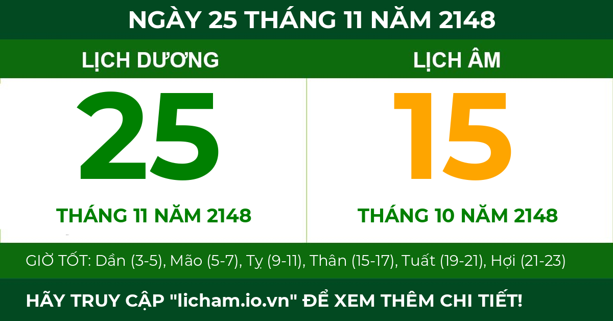 lịch âm ngày 25 tháng 11 năm 2148