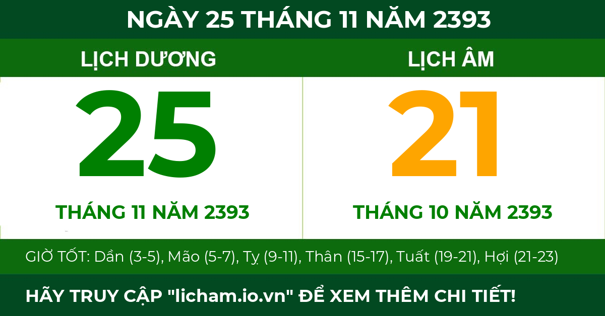 lịch âm ngày 25 tháng 11 năm 2393