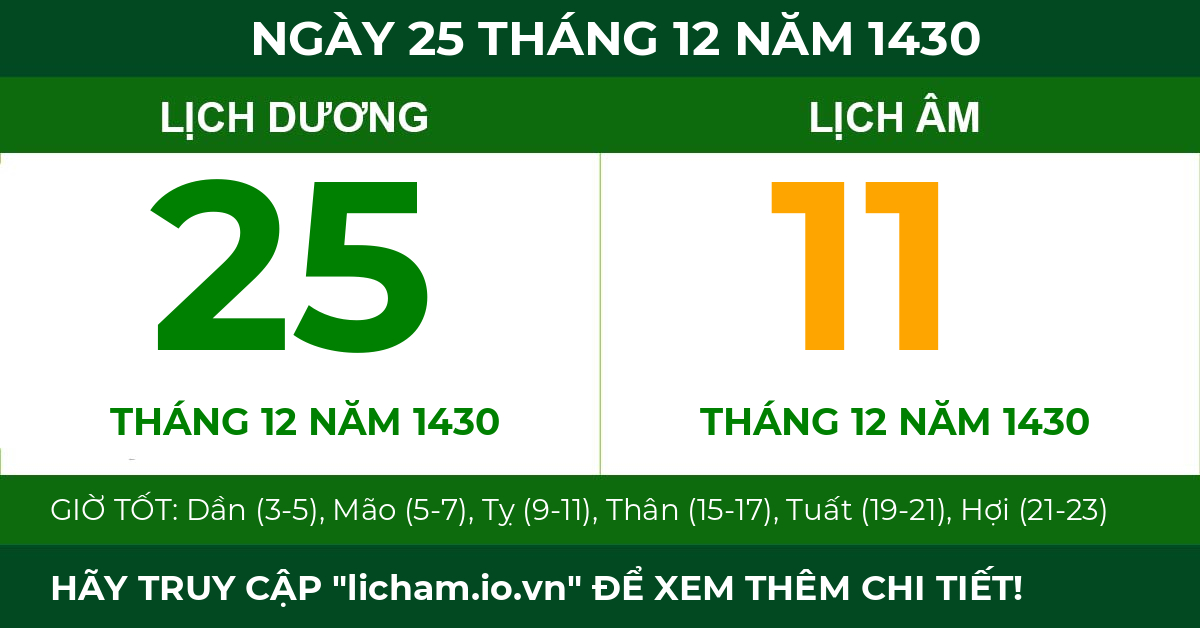lịch âm ngày 25 tháng 12 năm 1430