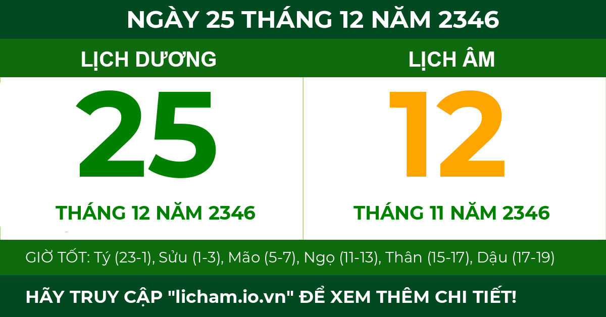 lịch âm ngày 25 tháng 12 năm 2346