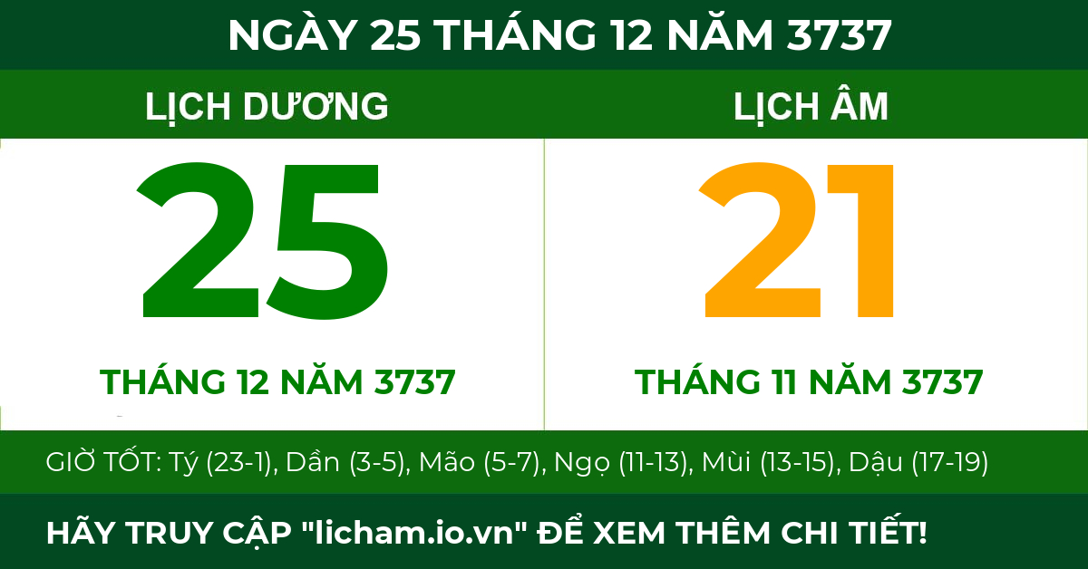 lịch âm ngày 25 tháng 12 năm 3737