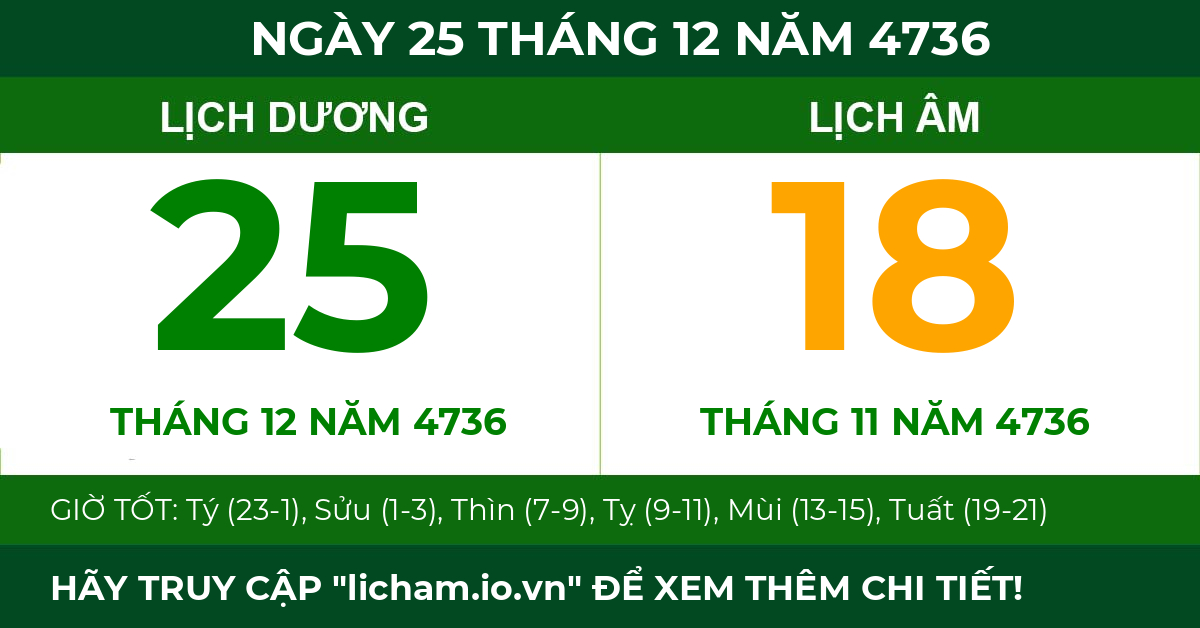 lịch âm ngày 25 tháng 12 năm 4736