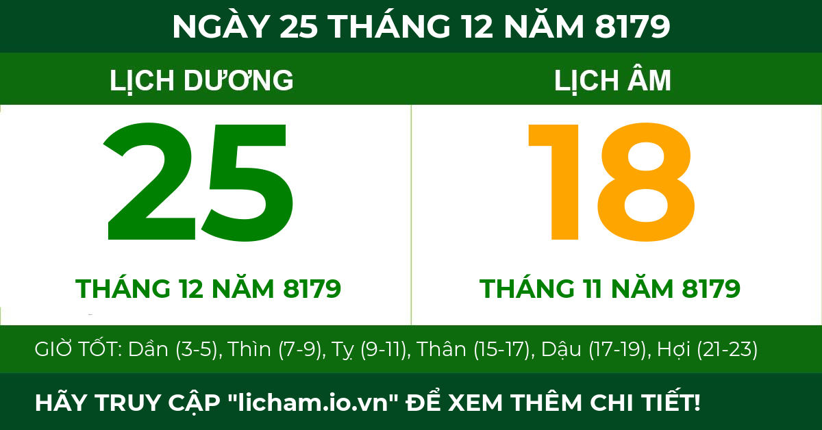 lịch âm ngày 25 tháng 12 năm 8179