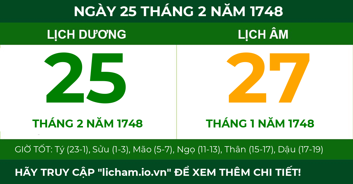 lịch âm ngày 25 tháng 2 năm 1748