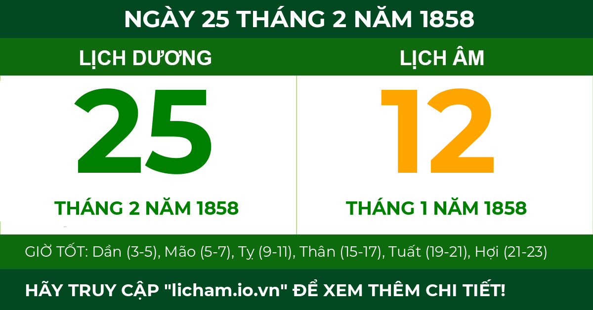 lịch âm ngày 25 tháng 2 năm 1858