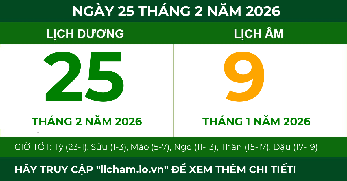 lịch âm ngày 25 tháng 2 năm 2026