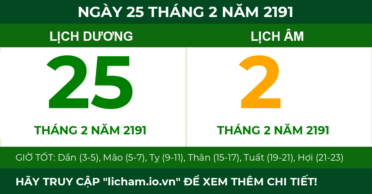 lịch âm ngày 25 tháng 2 năm 2191
