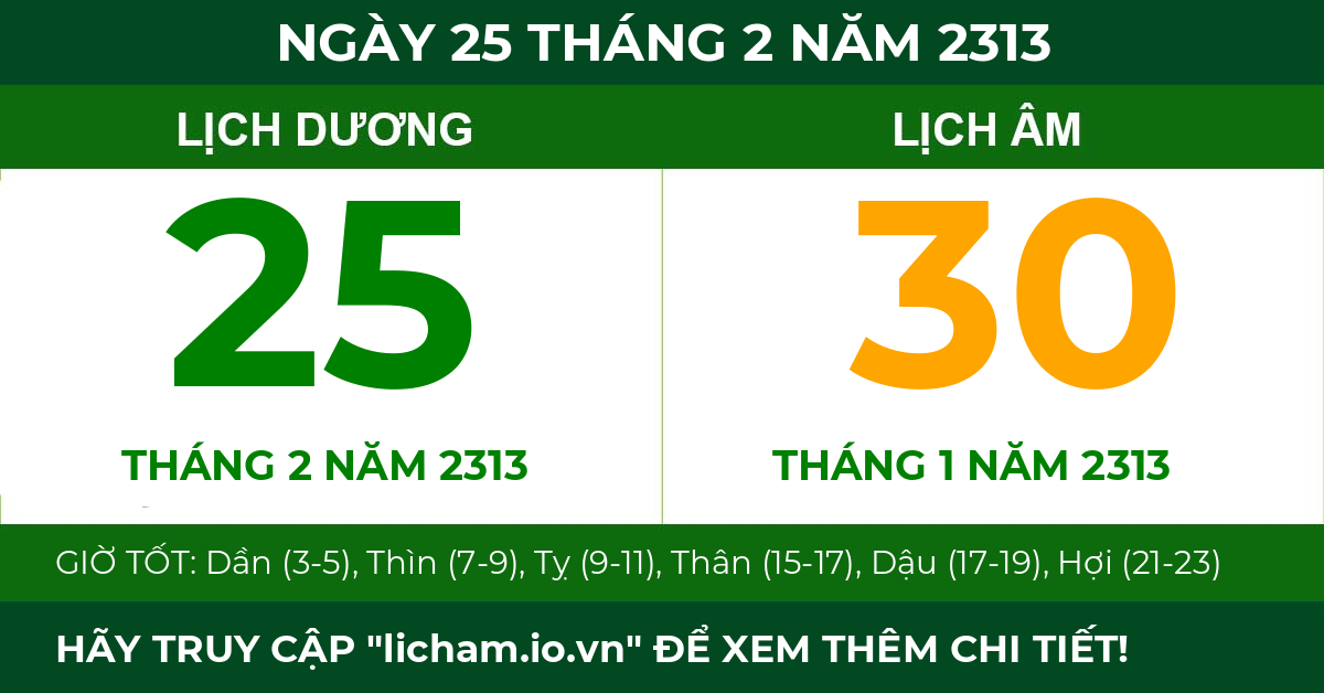 lịch âm ngày 25 tháng 2 năm 2313