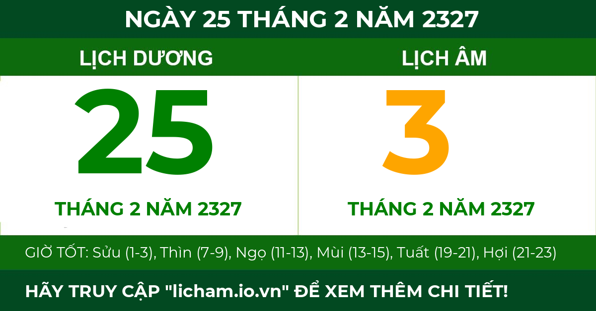 lịch âm ngày 25 tháng 2 năm 2327