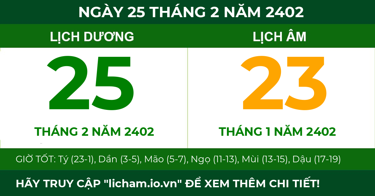 lịch âm ngày 25 tháng 2 năm 2402