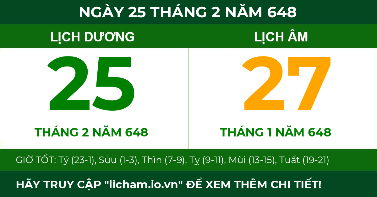 lịch âm ngày 25 tháng 2 năm 648