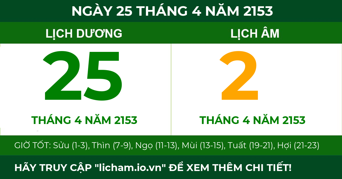 lịch âm ngày 25 tháng 4 năm 2153