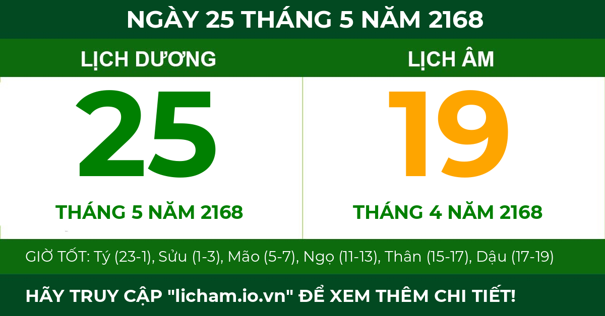 lịch âm ngày 25 tháng 5 năm 2168