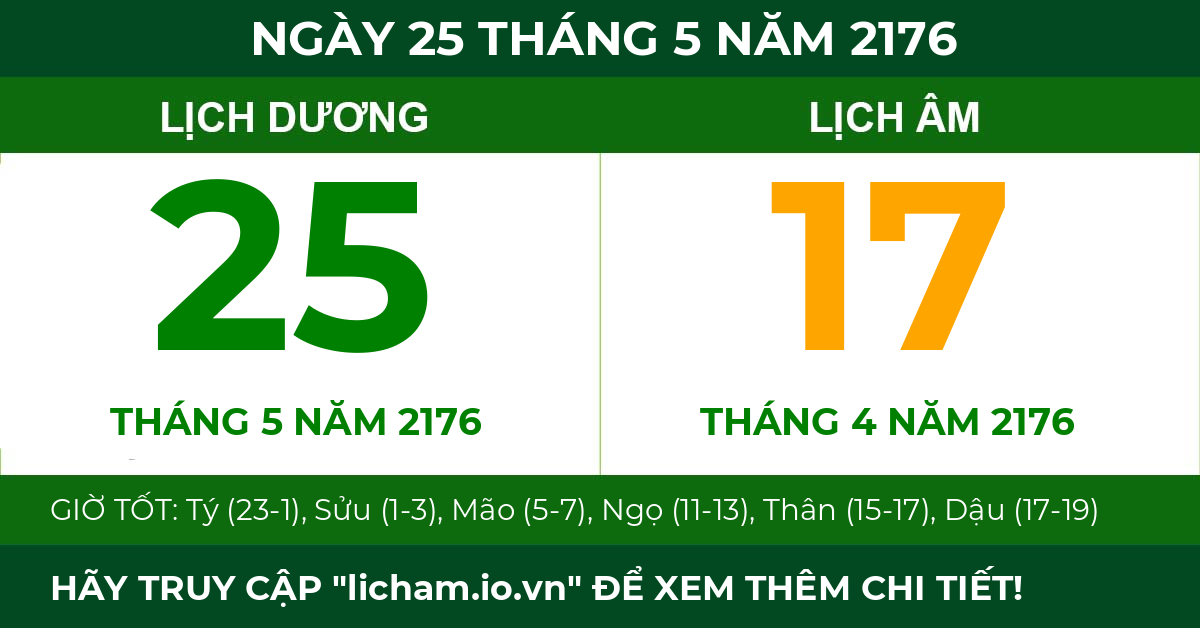 lịch âm ngày 25 tháng 5 năm 2176
