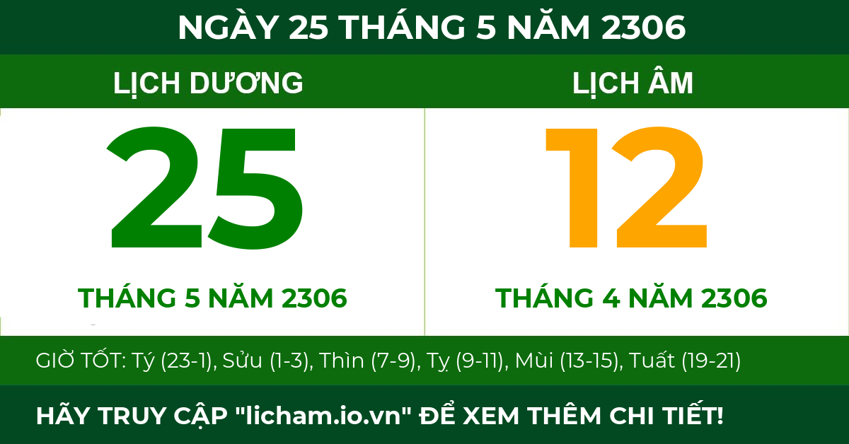lịch âm ngày 25 tháng 5 năm 2306