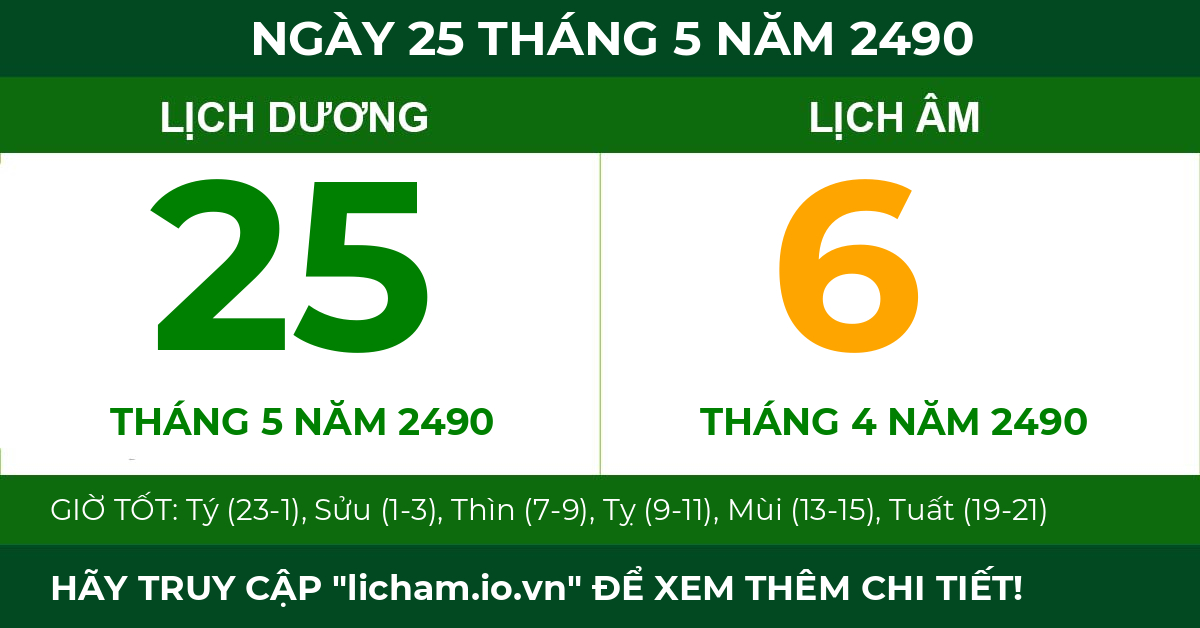 lịch âm ngày 25 tháng 5 năm 2490