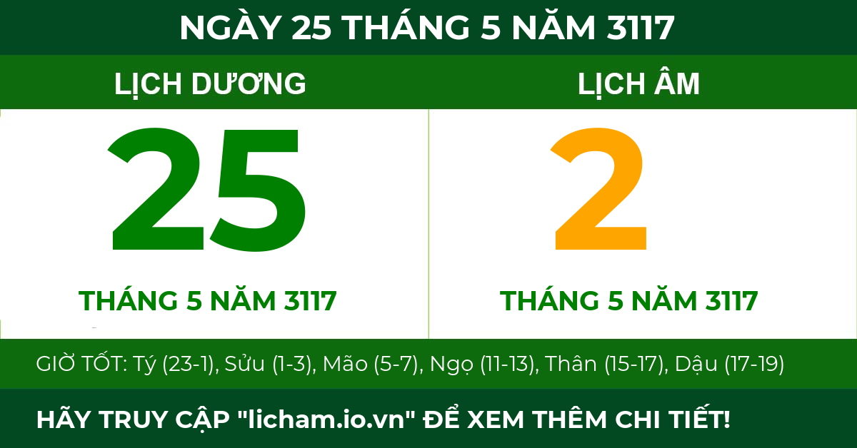 lịch âm ngày 25 tháng 5 năm 3117