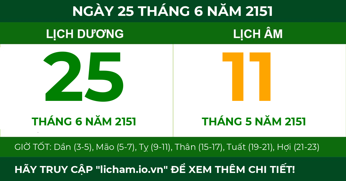 lịch âm ngày 25 tháng 6 năm 2151