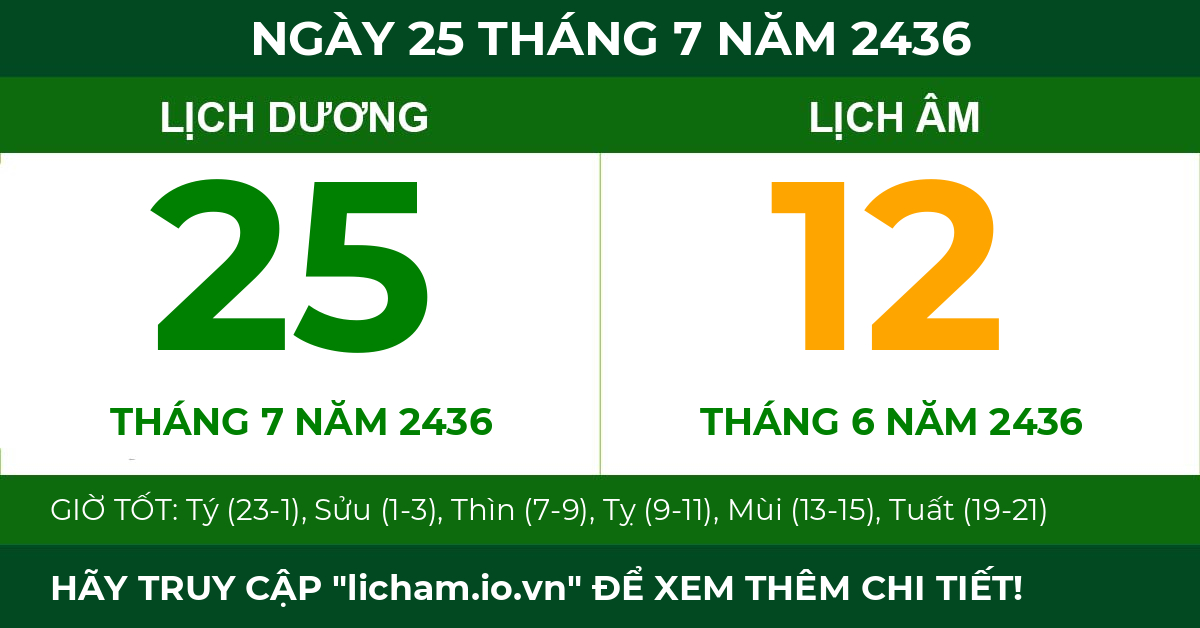 lịch âm ngày 25 tháng 7 năm 2436