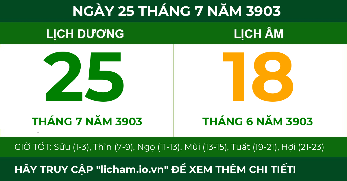 lịch âm ngày 25 tháng 7 năm 3903