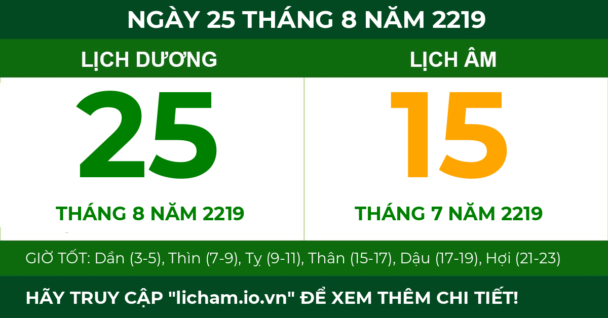 lịch âm ngày 25 tháng 8 năm 2219